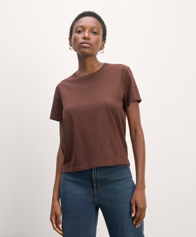 The Box-Cut Tee in Essential Cotton Dark Mahogany - Everlane